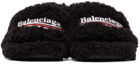 Balenciaga Black Furry 80mm Heeled Sandals