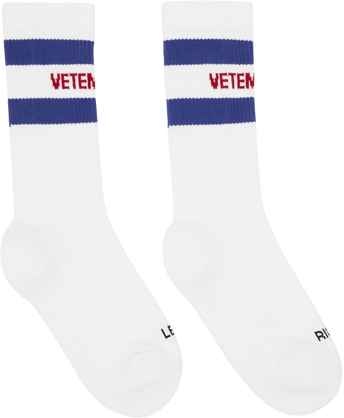 Photo: VETEMENTS White & Blue Iconic Socks