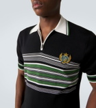 Dolce&Gabbana Embroidered striped silk and cotton polo shirt