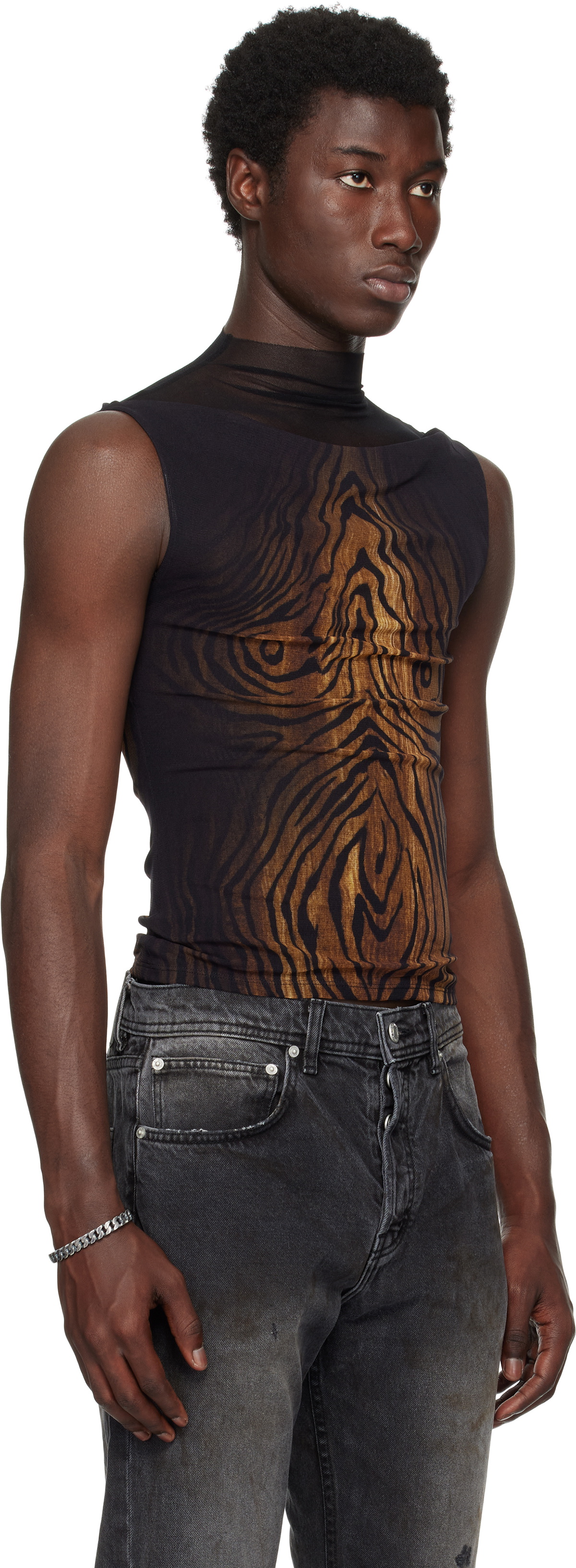 jean paul GAULTIER ハイネック　ノースリーブトップス M134 Jean Paul Gaultier Black 'The Wood' Turtleneck Jean Paul Gaultier