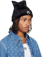 Marine Serre Black Wild Fluffy Knit Kawaii Beanie