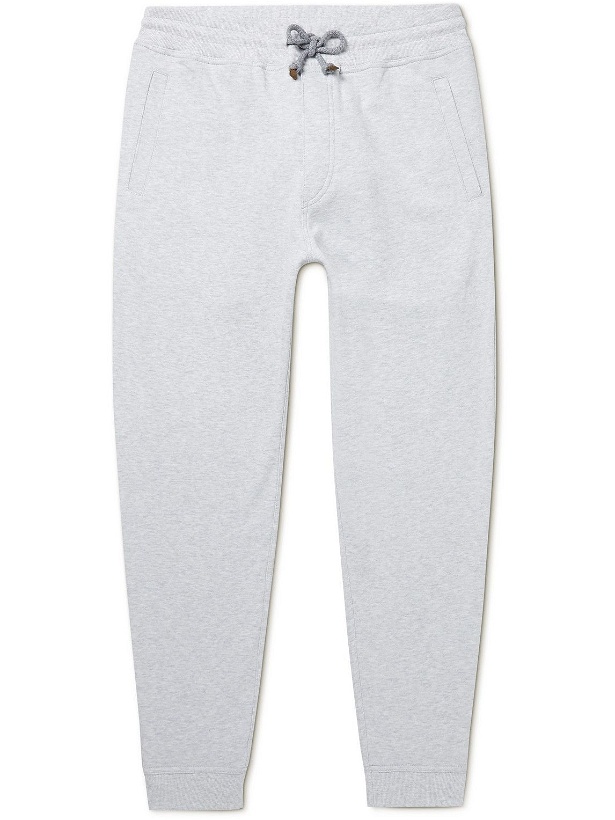 Photo: Brunello Cucinelli - Tapered Cotton-Jersey Sweatpants - Gray