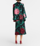 La DoubleJ Floral satin pencil skirt