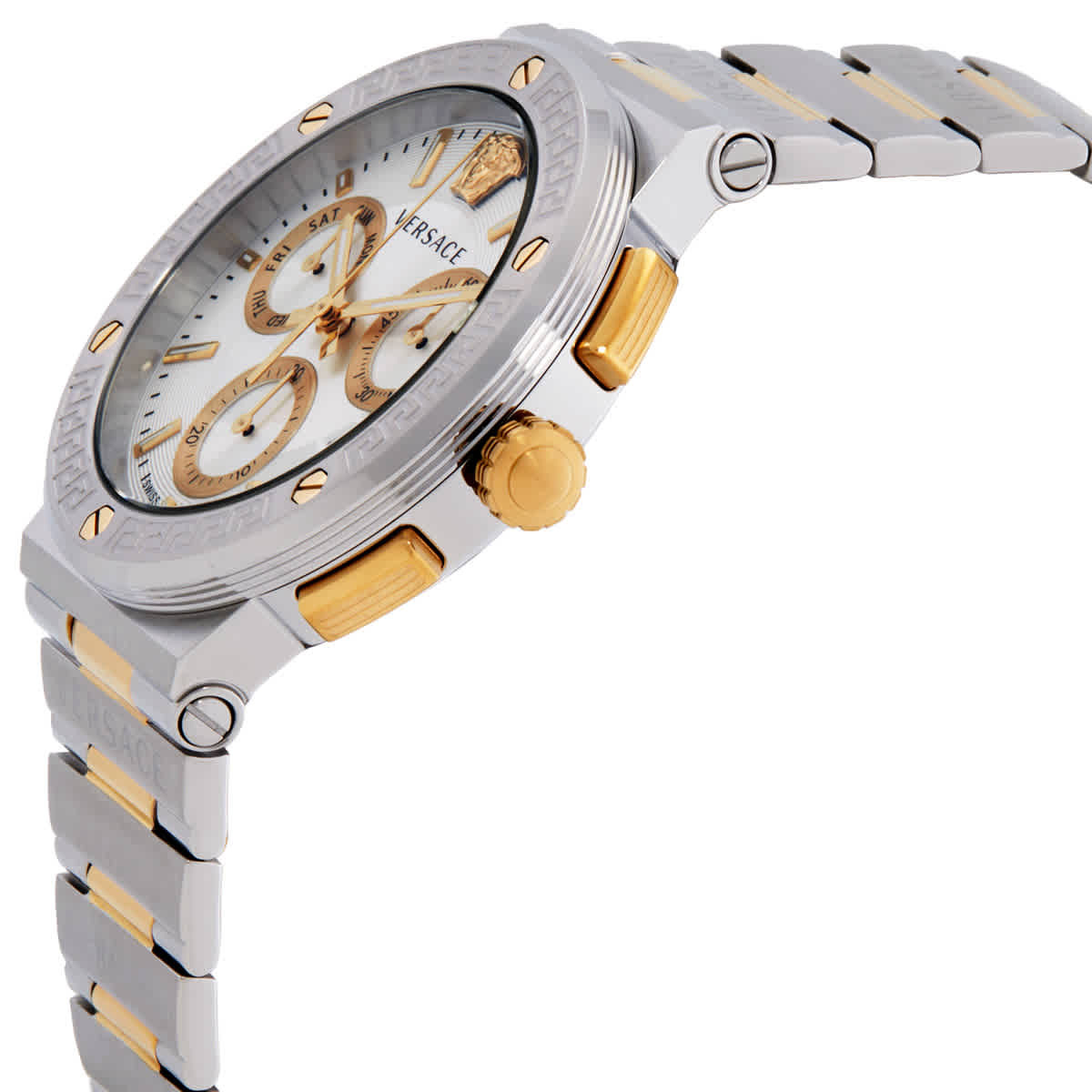 Versace Greca Logo Chronograph Quartz Silver Dial Mens Watch VEZ900321