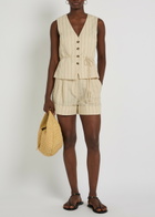 Rag & Bone Neila Pinstriped Woven Shorts White