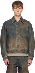 NVRFRGT Brown Faded Denim Jacket