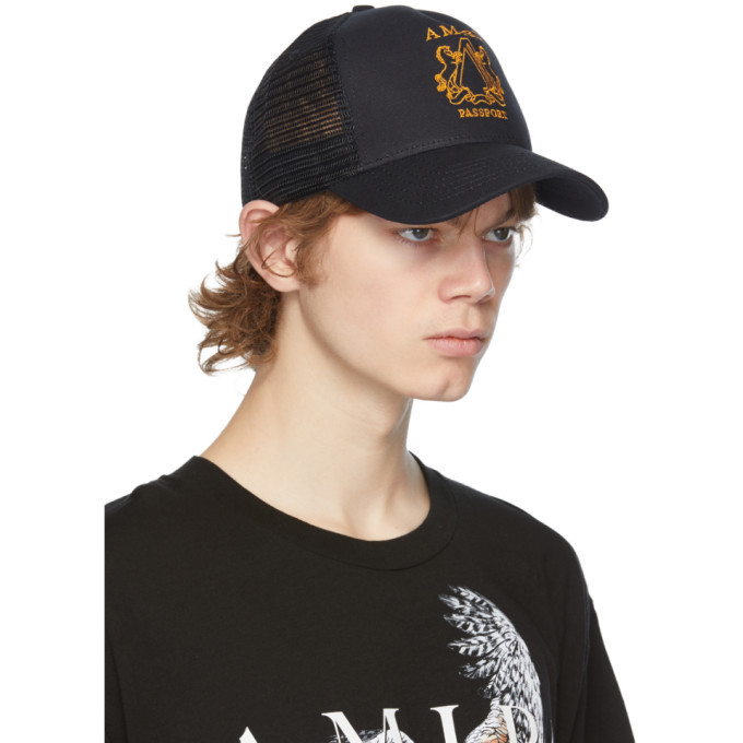 Amiri Black Passport Trucker Hat Amiri