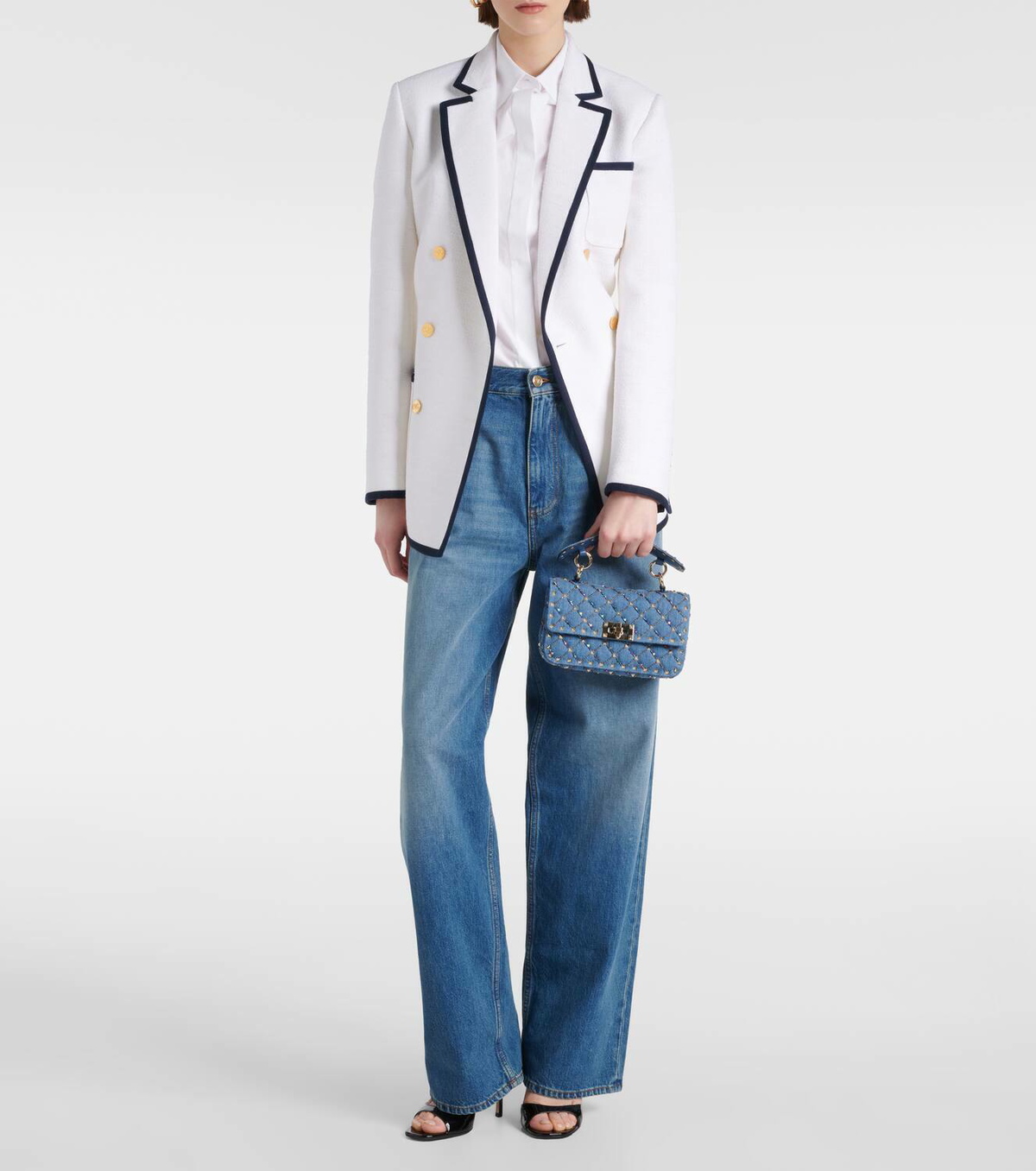 Valentino Garavani Rockstud Spike Small denim shoulder bag