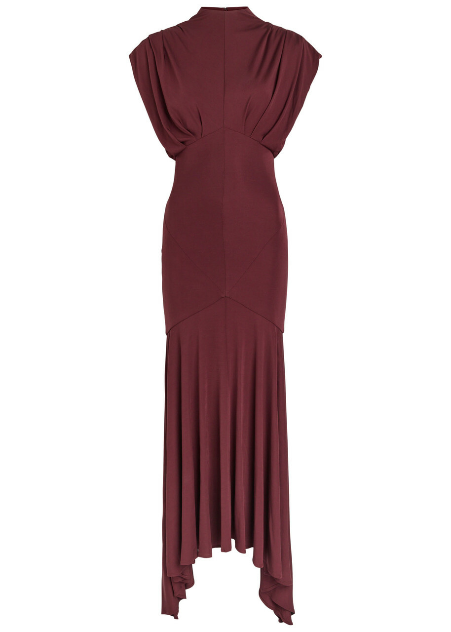 DE LA Vali Vasudha Rayon Midi Dress Burgundy