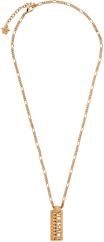 Photo: Versace Gold Logo Pendant Necklace