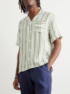 Frescobol Carioca - Angelo Camp-Collar Striped Linen Shirt - Green