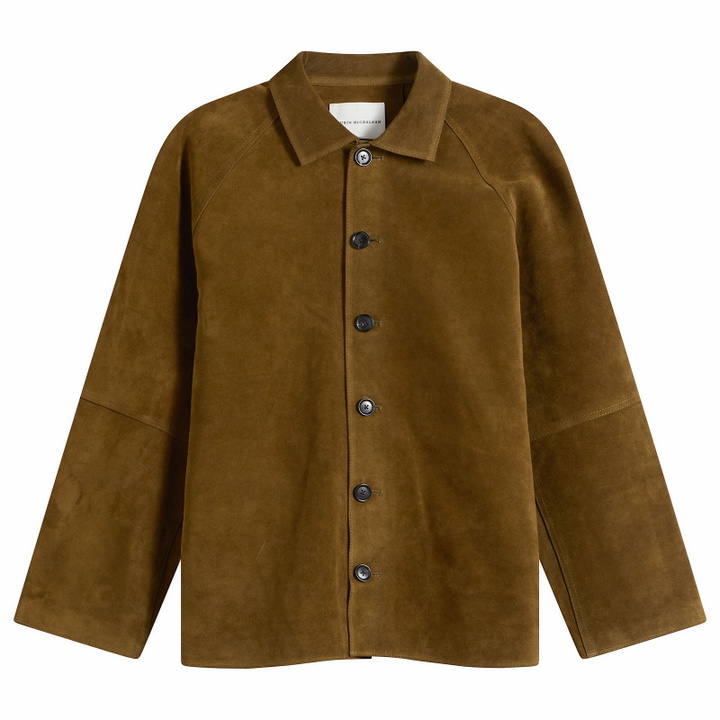 Photo: Studio Nicholson Men's Bowe Suede Overshirt in Mustard