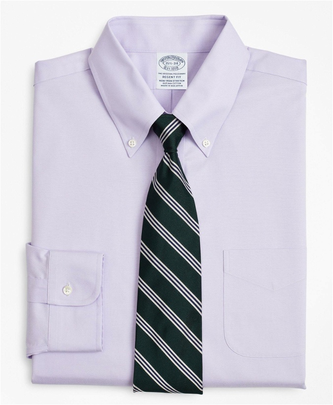 Photo: Brooks Brothers Men's Stretch Regent Regular-Fit Dress Shirt, Non-Iron Pinpoint Button-Down Collar | Lavender