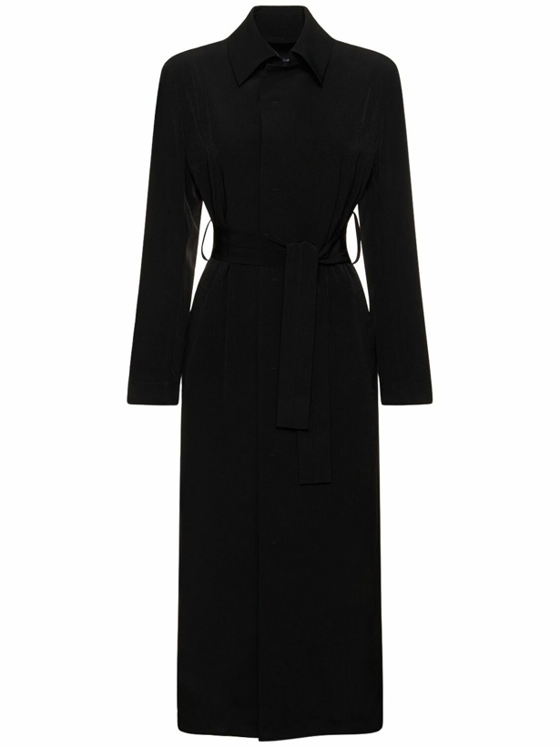 Photo: YOHJI YAMAMOTO - Buttoned Crepe De Chine Midi Coat