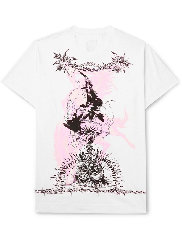 Photo: GIVENCHY - Oversized Printed Cotton-Jersey T-Shirt - White
