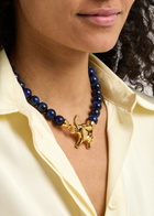 Timeless Pearly Elephant Lapis-beaded Necklace - Dark Blue - One Size