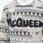 Alexander McQueen Men's Grafitti Logo Fairisle Crew Sweat in Ivory/Black/Cream