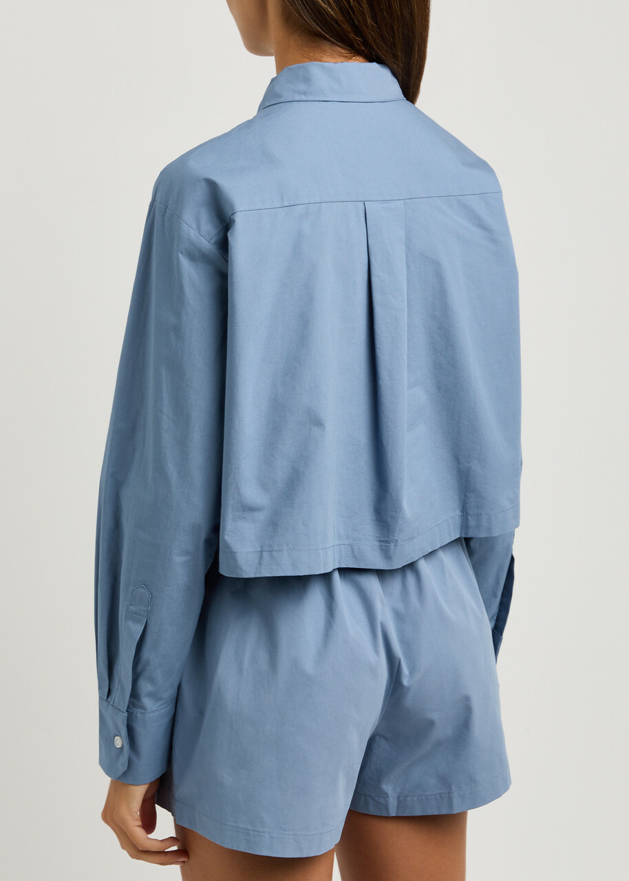 Love Stories Pete Cropped Cotton-poplin Shirt Blue