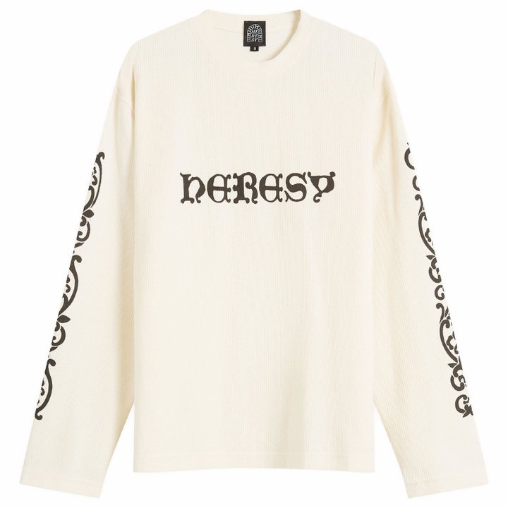Photo: Heresy Men's Wrought Long Sleeve Waffle T-Shirt in Ecru