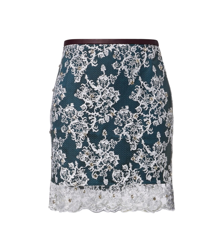 Photo: Jacques Wei Embellished lace miniskirt