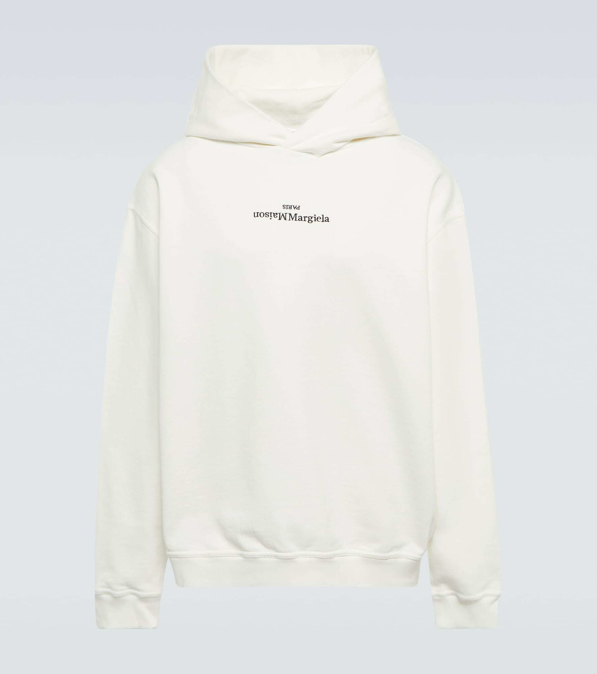 Maison Margiela Upside down ロゴ パーカー ホワイト Maison Margiela - Upside down logo hooded sweatshirt Maison