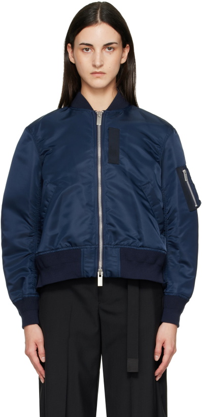 Photo: sacai Navy Nylon Twill Blouson Bomber Jacket