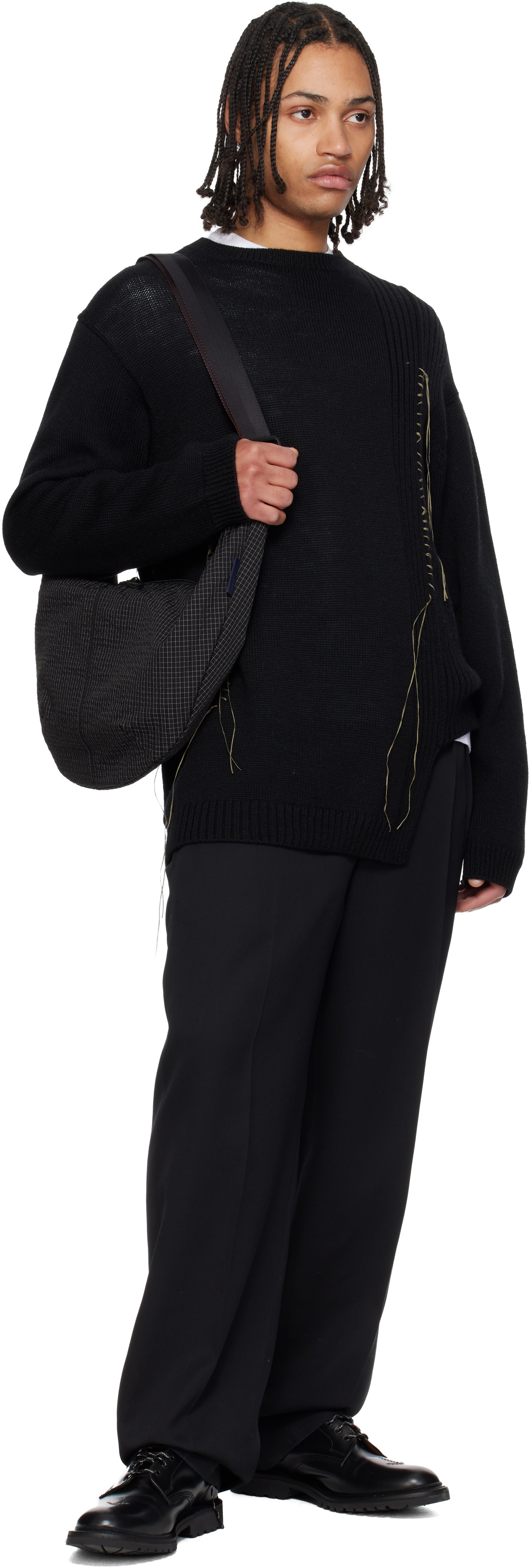 Comme des Garçons Homme Black Grid Check Pattern Bag