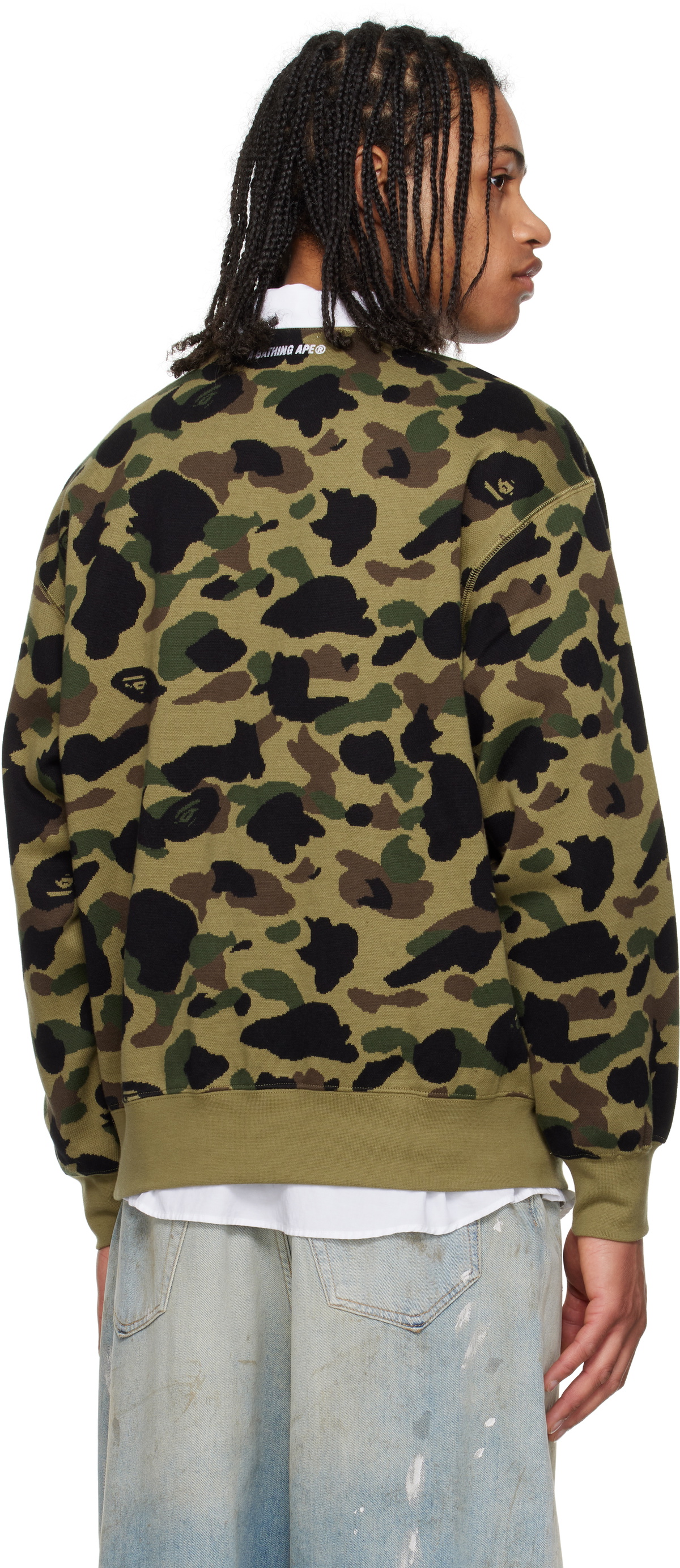 BAPE Green 1st Camo Jacquard College Sweatshirt A Bathing Ape
