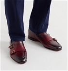 Santoni - Burnished-Leather Monk-Strap Shoes - Burgundy