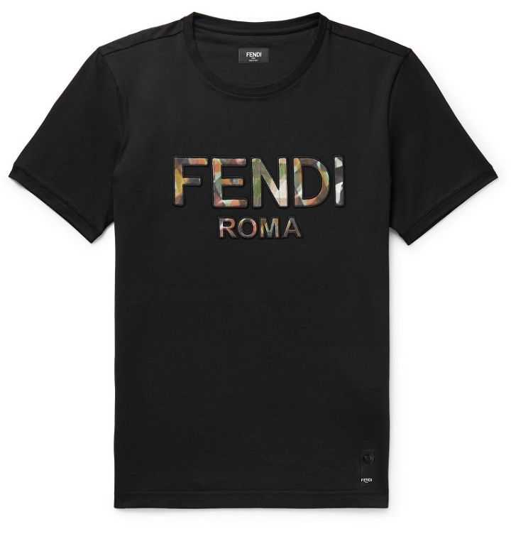 Photo: Fendi - Logo-Appliquéd Cotton-Jersey T-Shirt - Black