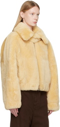 Helmut Lang Beige Reversible Shearling Bomber Jacket