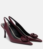 Magda Butrym Floral-appliqué leather slingback pumps
