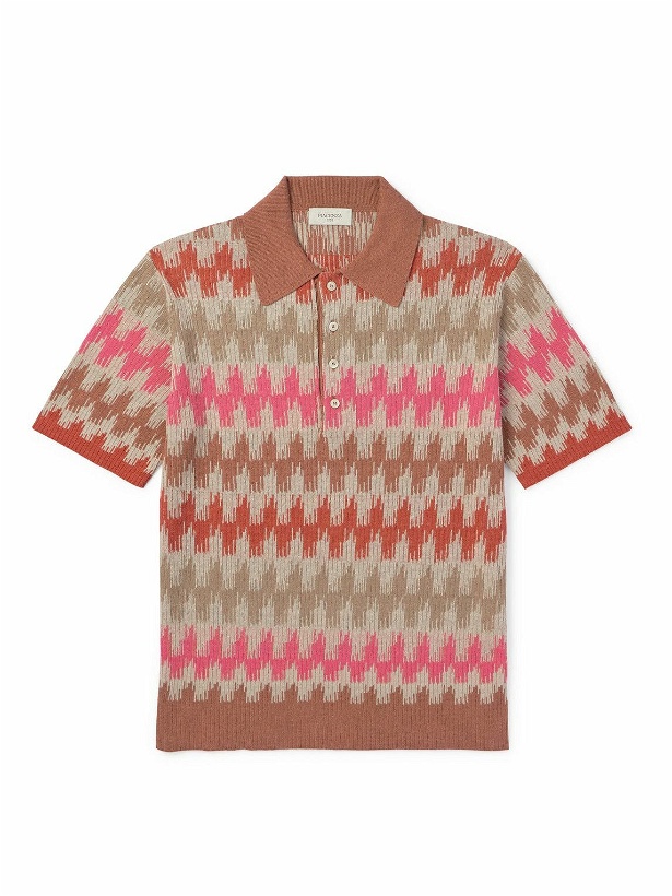 Photo: PIACENZA 1733 - Jacquard-Knit Linen and Cotton-Blend Polo Shirt - Pink