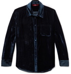 Sies Marjan - Sander Silk and Cotton-Blend Velvet-Corduroy Shirt - Men - Navy