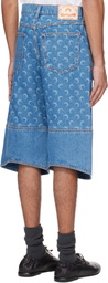 Marine Serre Blue Moon Laser Denim Shorts