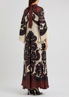 LA Double J Magnifico Printed Silk-satin Maxi Dress Cream