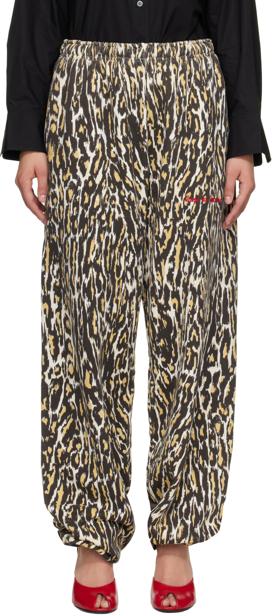 WILLY CHAVARRIA Brown Cheetah Buffalo Sweatpants