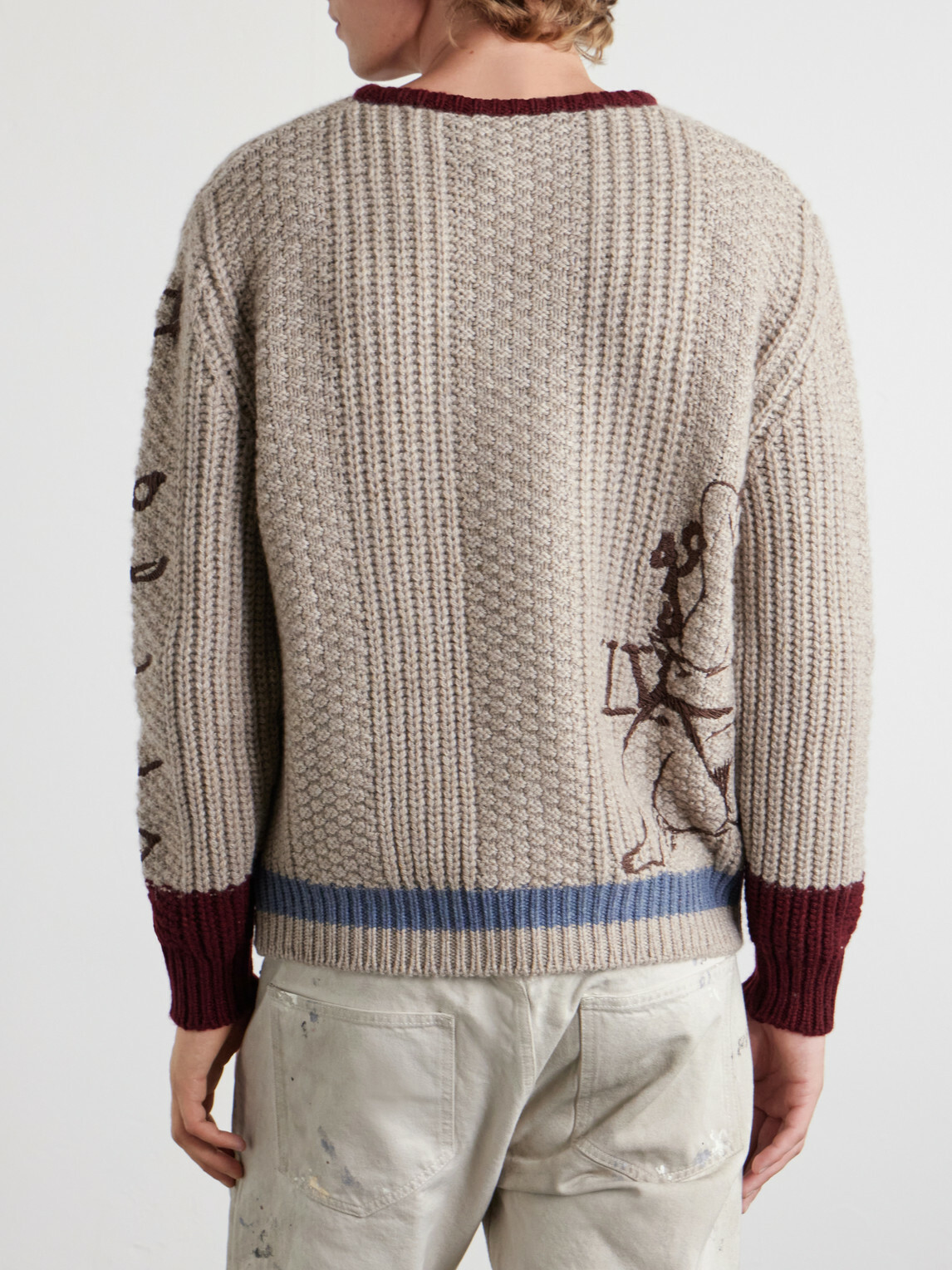 Enfants Riches Déprimés - Nu Sur Papier (IV) Embroidered Cashmere Sweater - Neutrals