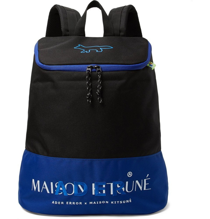Photo: Maison Kitsuné - ADER error Logo-Embroidered Printed Canvas Backpack - Black
