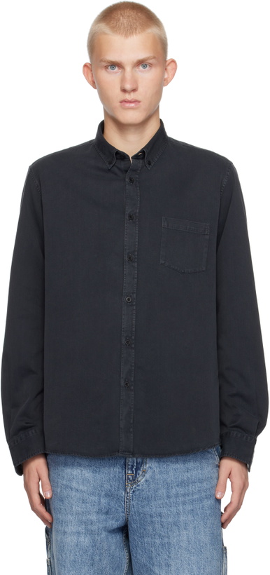 Photo: Sunspel Black Button-Down Denim Shirt