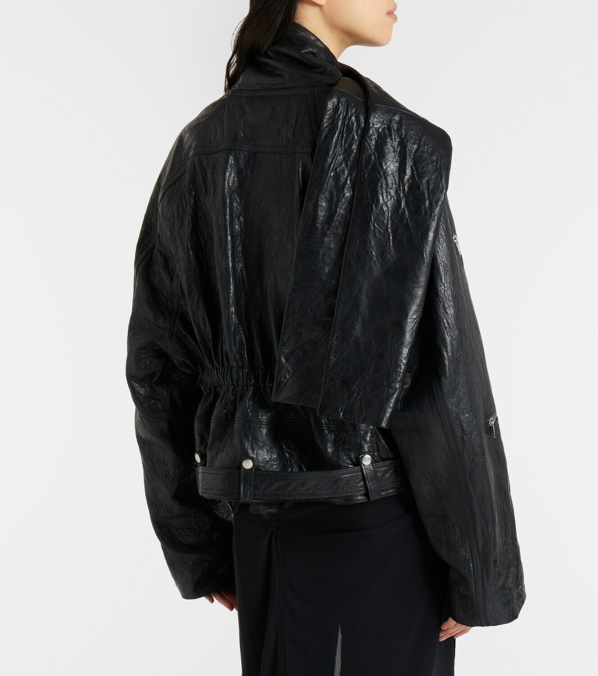 Rick Owens Scarf Light leather biker jacket