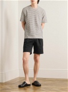 Mr P. - Wide-Leg Pleated Organic Cotton-Blend Twill Shorts - Black