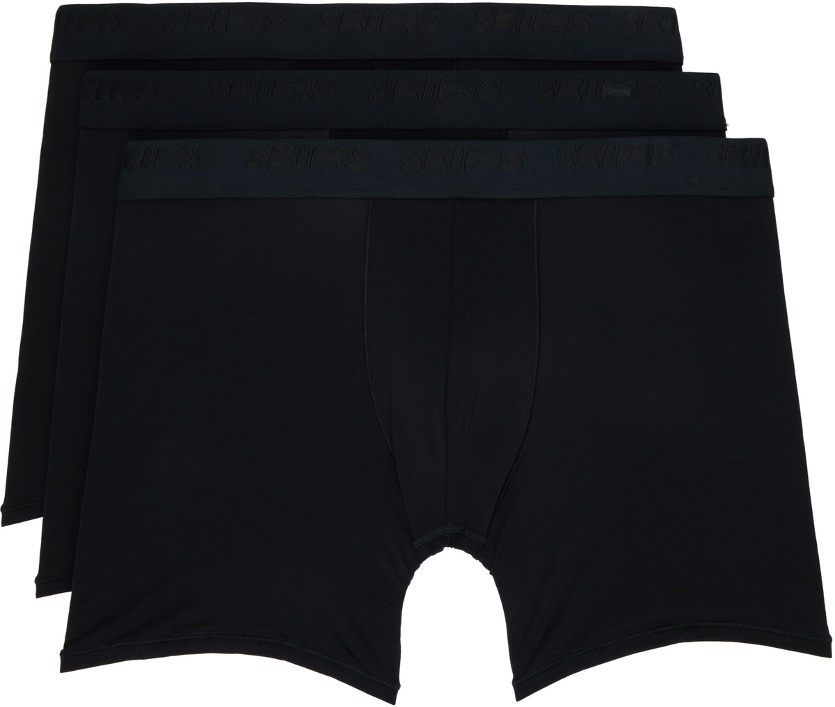 SKIMS Three-Pack Black SKIMS Stretch 5 Boxer Briefs