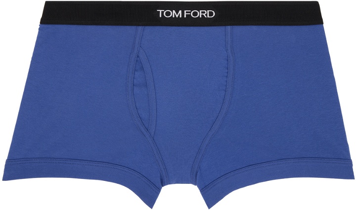 Photo: TOM FORD Blue Classic Fit Boxer Briefs