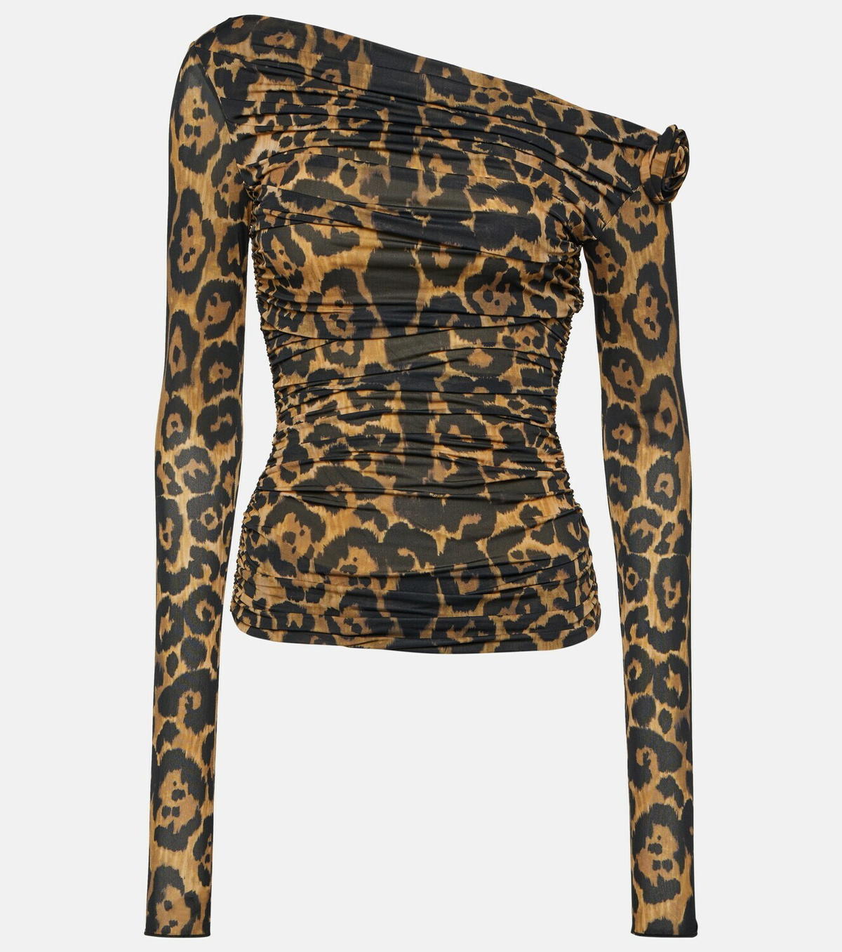 Blumarine Floral-appliqué leopard-print top Blumarine