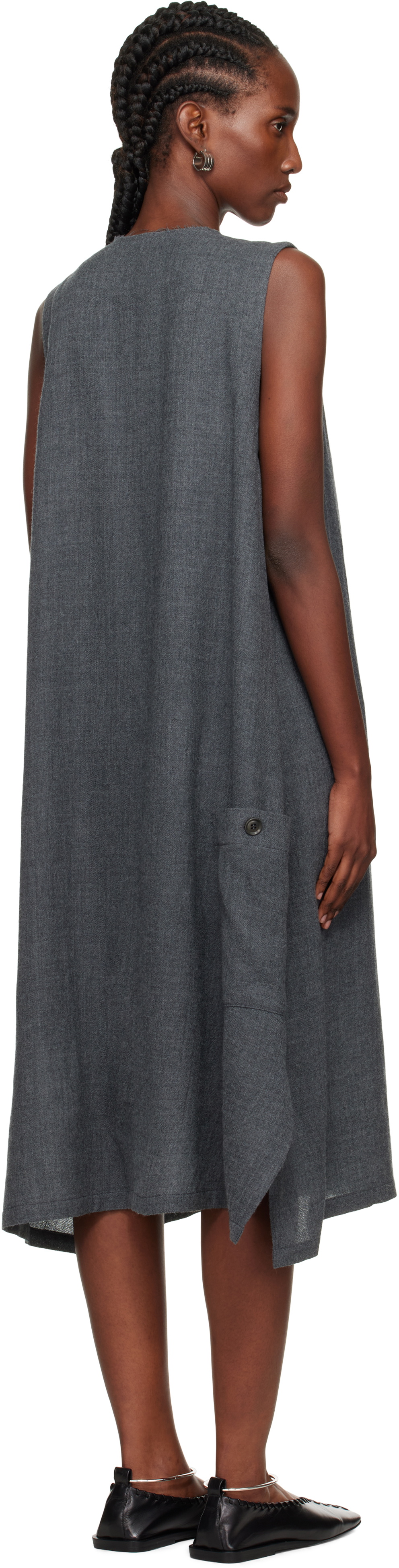 Y's Gray S-Long Pocket Midi Dress