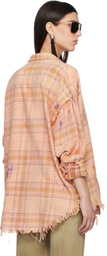 R13 Orange Shredded Seam Drop Neck Shirt