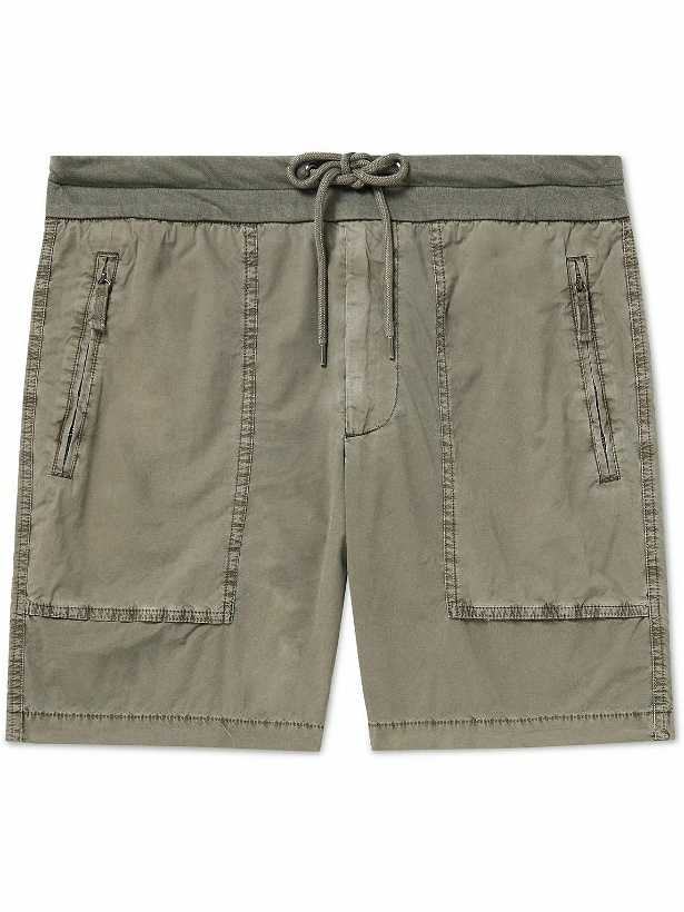 Photo: James Perse - Garment-Dyed Straight-Leg Cotton-Blend Poplin Shorts - Gray
