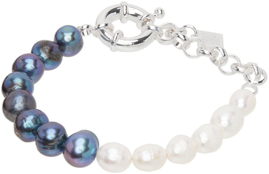 Pearl Octopuss.y White & Purple Yin & Yang Bracelet