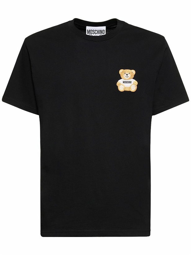 Photo: MOSCHINO - Teddy Embroidered Cotton Jersey T-shirt